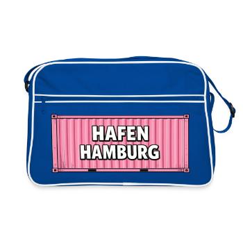 Hafen Hamburg Pink Container - Retro Tasche - Blau/Weiß - Vorne