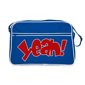 Yeah Cartoon Pop Design - Retro Tasche - Blau/Weiß - Vorne