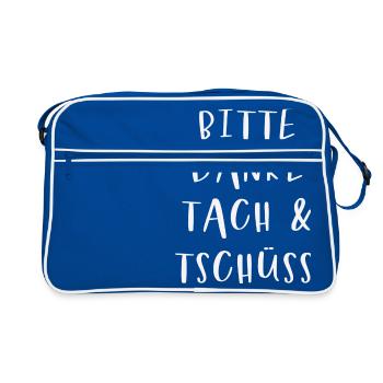 Bitte & Danke - Retro Tasche - Blau/Weiß - Vorne