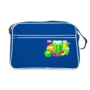 Idée de cadeau de cadeau de fruit Fruit de dessin animé de sport - Sac Retro - bleu/blanc - Devant