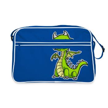 Drache - Retro Tasche - Blau/Weiß - Vorne