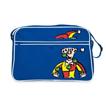 clown harlekin hofnarr kasper komiker narr witzbol - Retro Tasche - Blau/Weiß - Vorne