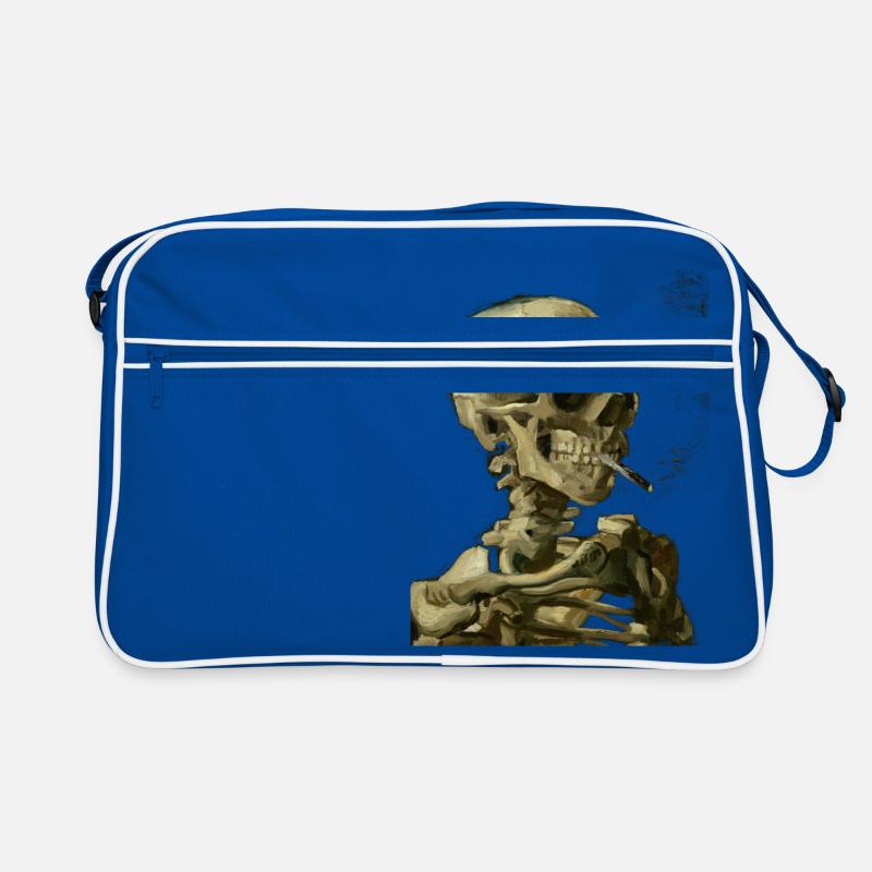 Vincent van Gogh skeleton skull with cigarette Retro Bag