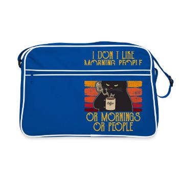 i dont like morning people cat coffee cat - Retro Bag - blue/white - Front