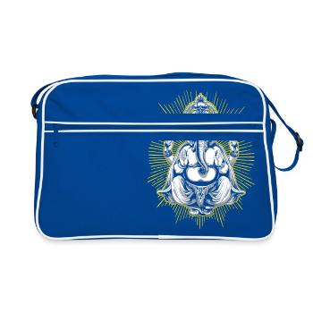 Spirituell Religion Ganesha Elefant - Retro Tasche - Blau/Weiß - Vorne