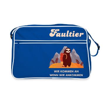Faultier Wandergruppe - Retro Wandern Berge - Retro Tasche - Blau/Weiß - Vorne