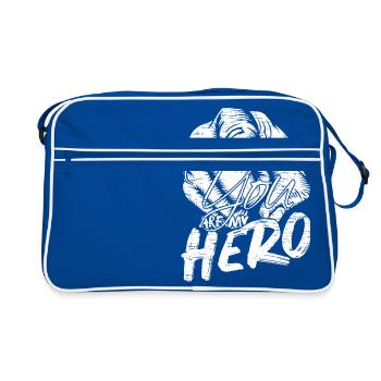 Du bist mein Held - Retro Tasche - Blau/Weiß - Vorne