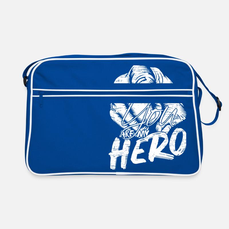 Du bist mein Held - Retro Tasche - Blau/Weiß