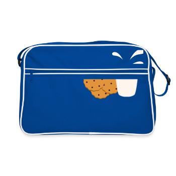 Biscuits avec lait Petit-déjeuner idée cadeau - Sac Retro - bleu/blanc - Devant