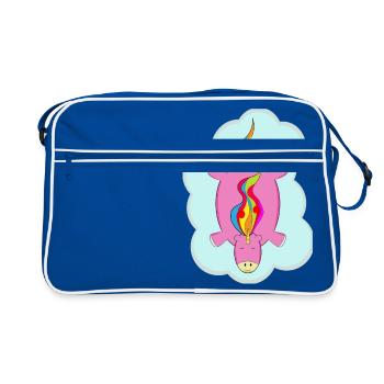 Einhorn - Retro Tasche - Blau/Weiß - Vorne