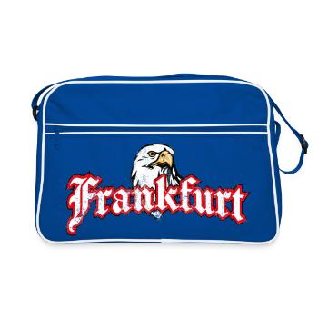 Frankfurt mit Adler und Grunge Effekt - Retro Tasche - Blau/Weiß - Vorne