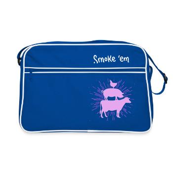 Viande pour barbecue - Sac Retro - bleu/blanc - Devant