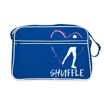 Dear Shuffle Dance - pink heart with dancer - Retro Bag - blue/white - Front