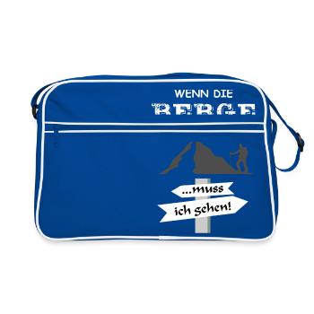 Wenn die Berge rufen by SASX DESIGN - Retro Tasche - Blau/Weiß - Vorne