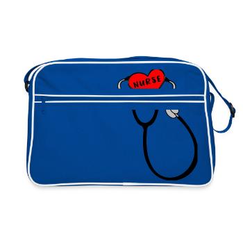 stéthoscope cardiaque infirmière nurse - Sac Retro - bleu/blanc - Devant