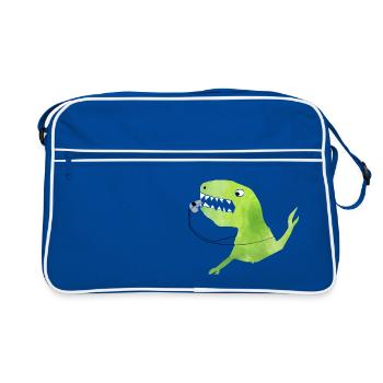 Soccer dino: whistle from the referee dinosaur - Retro Bag - blue/white - Front