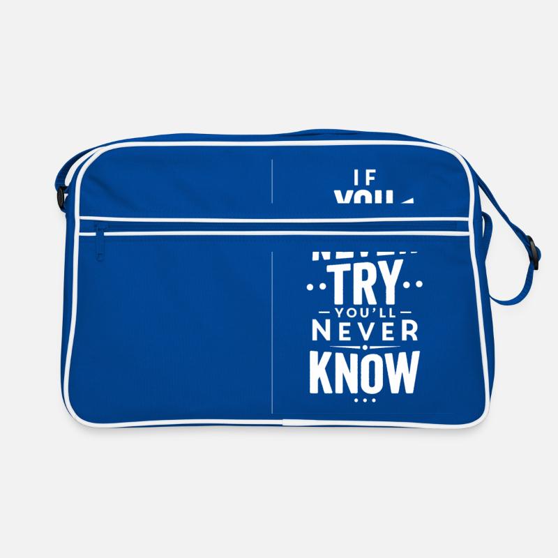 If you never try you`ll never know - Retro Tasche - Blau/Weiß