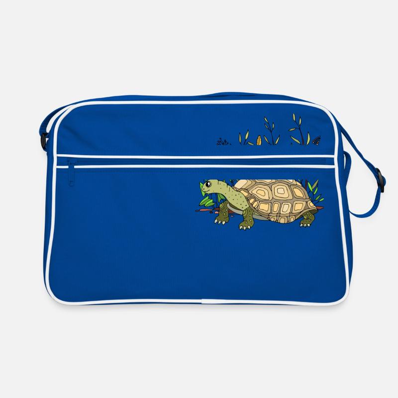 Schildkröte - Retro Tasche - Blau/Weiß