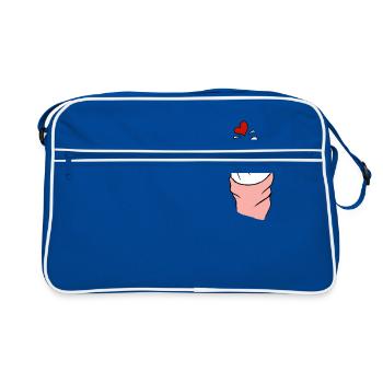 Fingerherz-Liebessymbol kpop - Retro Tasche - Blau/Weiß - Vorne