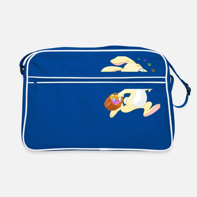 Osterhase mit buntem Eierkorb Retro Tasche