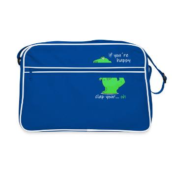 if you're happy & you know it clap your ... oh - Retro Bag - blue/white - Front