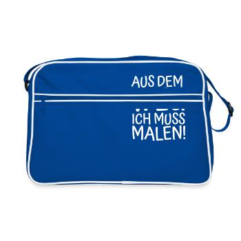 MALER: MUSS MALEN - Retro Tasche - Blau/Weiß - Vorne