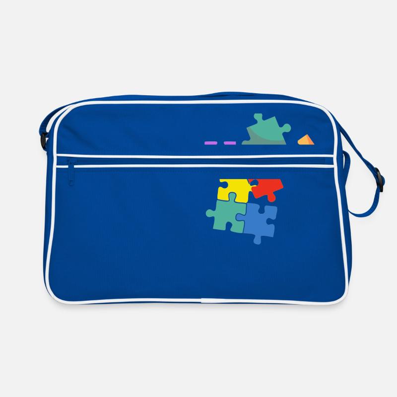 Farbpuzzle - Retro Tasche - Blau/Weiß