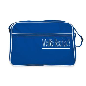 Weisste Bescheid weiss - Retro Bag - blue/white - Front