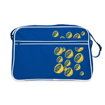 Zitronen - Retro Tasche - Blau/Weiß - Vorne