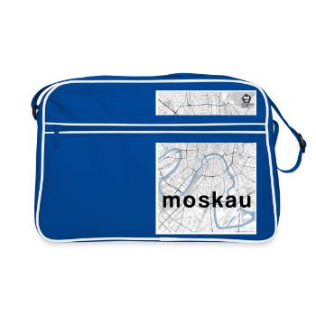 Moskau Hipster Stadt Karte schwarz weiß - Retro Tasche - Blau/Weiß - Vorne