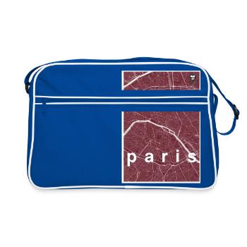 Paris Hipster Stadt Karte rot - Retro Tasche - Blau/Weiß - Vorne