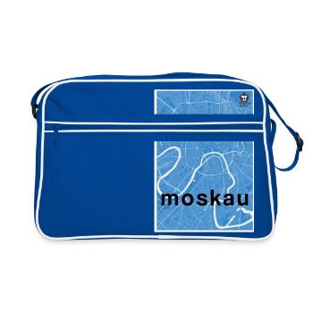 Moskau Hipster Stadt Karte blau - Retro Tasche - Blau/Weiß - Vorne