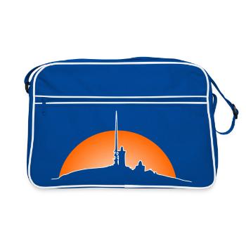 Harz Style - Brocken - Sonnenaufgang im Harz - Retro Tasche - Blau/Weiß - Vorne