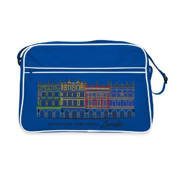 Zamosc en Pologne, façades sur le marché, dessin à la main - Sac Retro - bleu/blanc - Devant