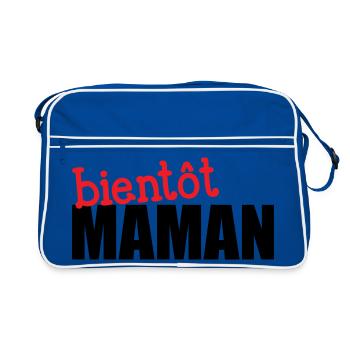 bientôt Maman ! Cadeau de grossesse - Sac Retro - bleu/blanc - Devant