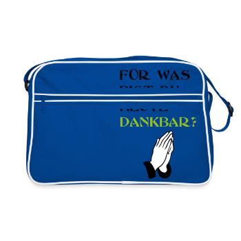 Dankbar beten Dank Geschenk Hände Slogan Spruch - Retro Tasche - Blau/Weiß - Vorne
