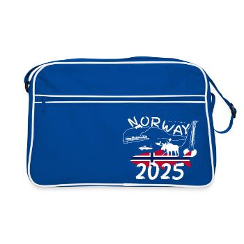Norway 2025 Salmon with Mountains and Moose Fishing - Retro Bag - blue/white - Front