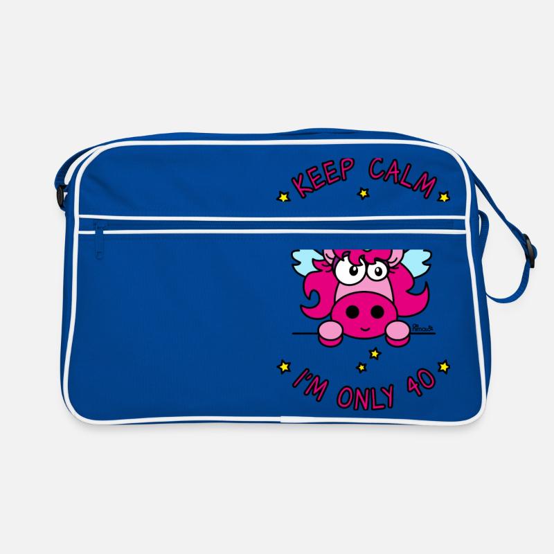 Licorne KEEP CALM I'm only 40 ans - Sac Retro - bleu/blanc