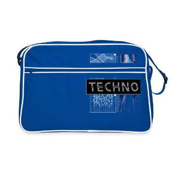 TECHNO VIBES – Dark Space Edition - Retro Tasche - Blau/Weiß - Vorne