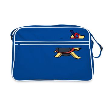 Turtle with diving goggles and snorkel - Retro Bag - blue/white - Front