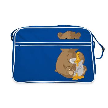 Cute cartoon bear - Retro Bag - blue/white - Front