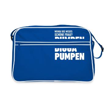 Pumpen Digga, Pumpen! for girls :-) - Retro Tasche - Blau/Weiß - Vorne