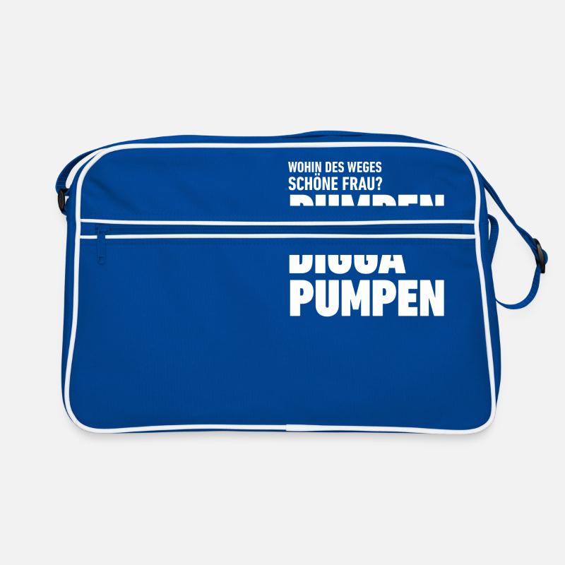 Pumpen Digga, Pumpen! for girls :-) - Retro Tasche - Blau/Weiß