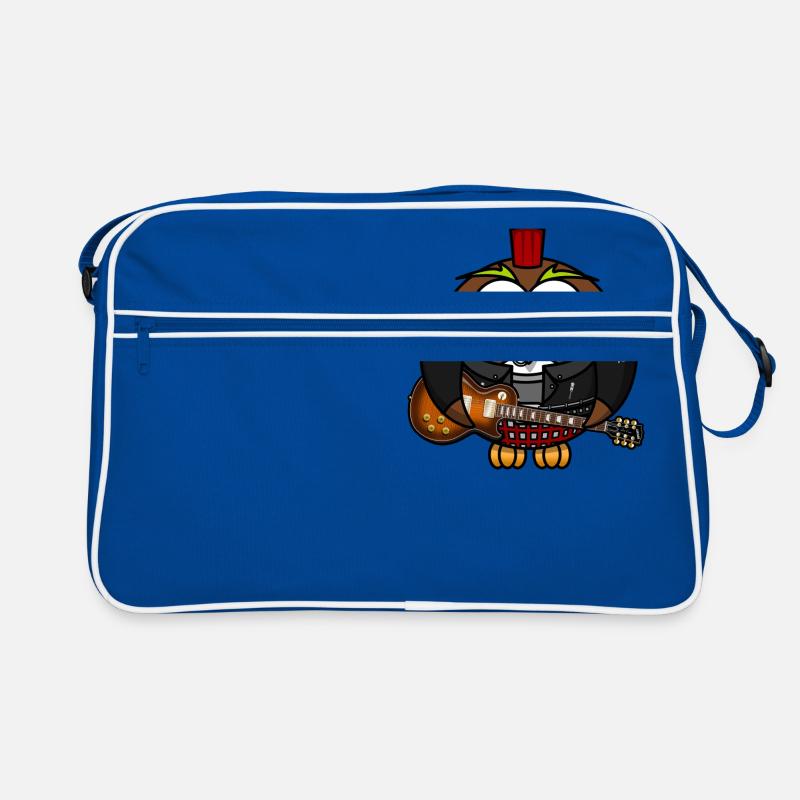 Eule als Punk mit Gitarre. Geschenkidee Retro Tasche