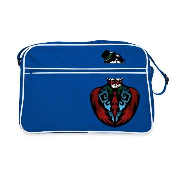 head of death suit tie crane mustache clevis - Retro Bag - blue/white - Front