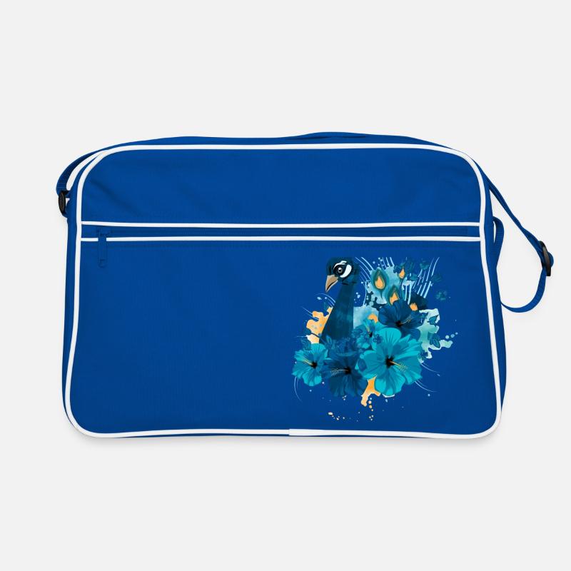 Pfau - Retro Tasche - Blau/Weiß