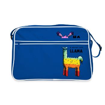 Rainbow No Drama Llama - Lama - Cadeau - Sac Retro - bleu/blanc - Devant
