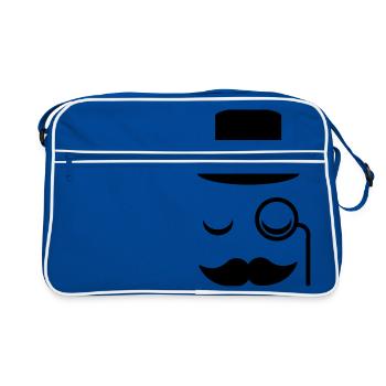 Gentleman mustache monocle beard cylinder glasses - Retro Bag - blue/white - Front