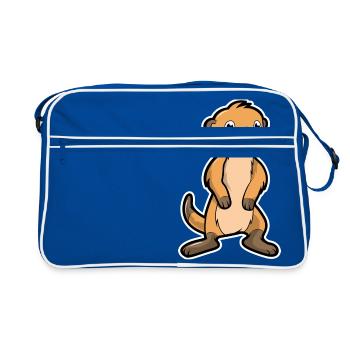 Erdmännchen - Retro Tasche - Blau/Weiß - Vorne