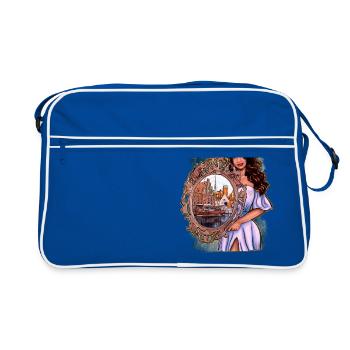 Wismar Illustration Femme avec miroir - Sac Retro - bleu/blanc - Devant